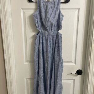 beachlunchlounge Light Blue and White Striped Maxi Dress
